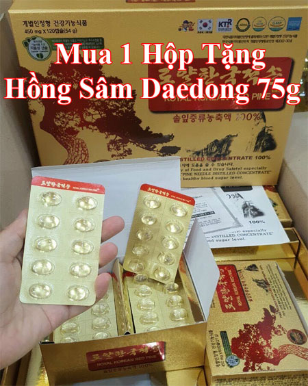 Ưu đãi khi đặt mua Tinh dầu thông đỏ Hoàng Gia Hàn Quốc Chính Hãng Tặng Hộp Hồng Sâm Củ Khô 75g