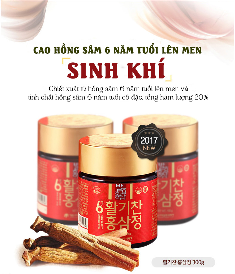 Với hàm lượng hồng sâm lên men 6 năm tuổi cao chiếm tới 20%