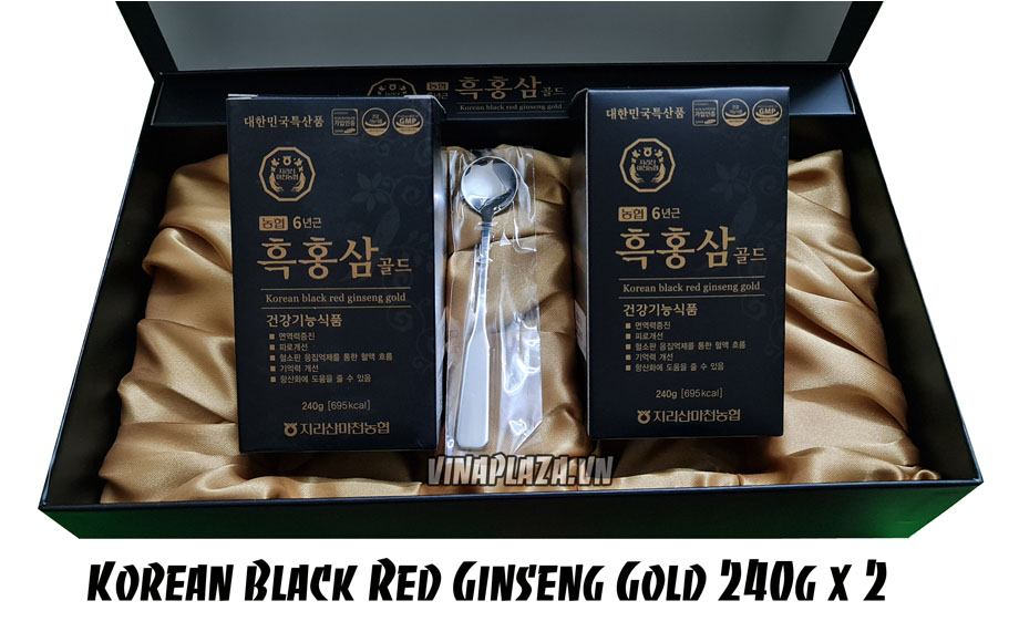 Chi tiết phía trong hộp cao hắc sâm Korean Black Red Ginseng Gold Hàn Quốc