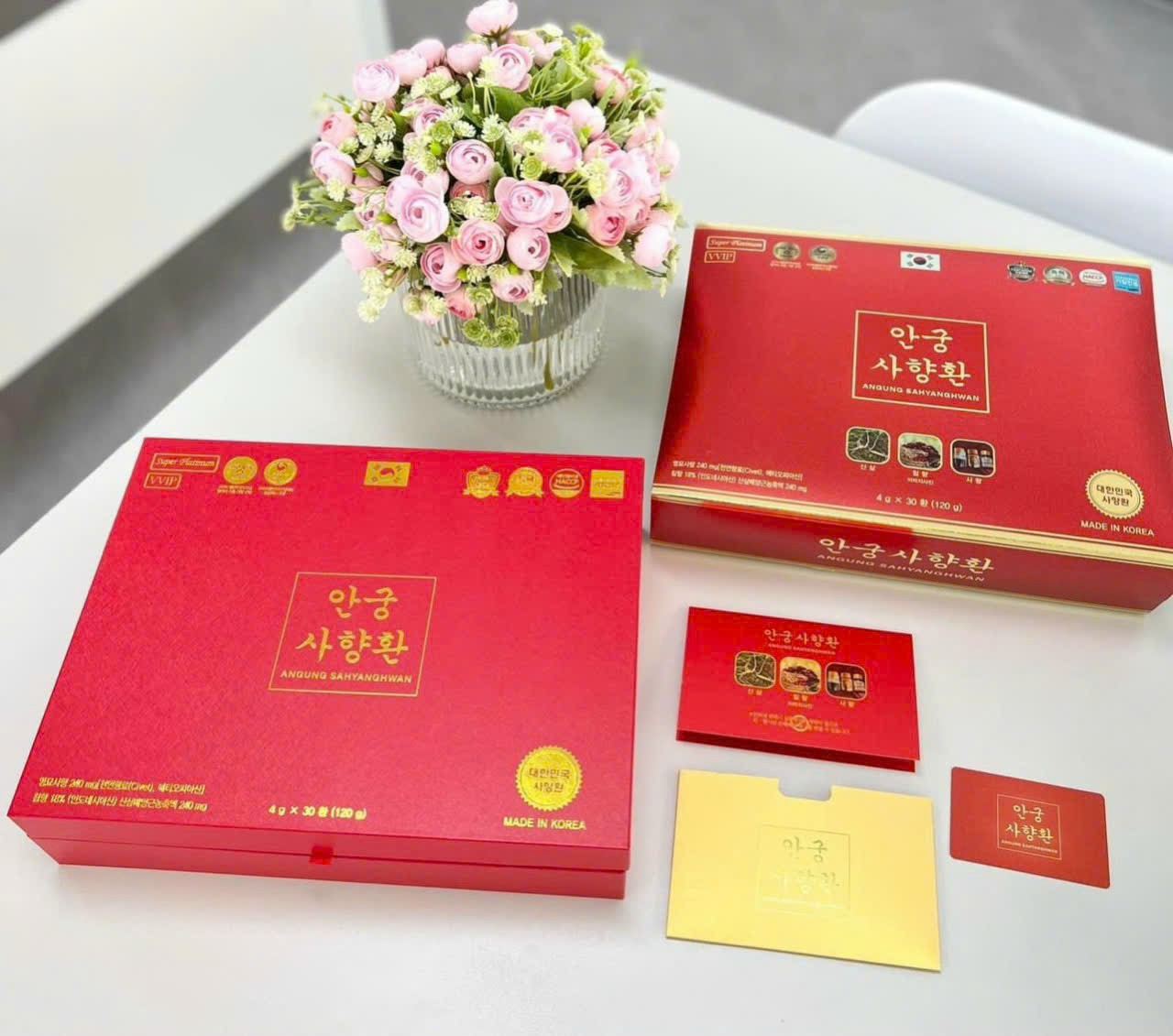 Có hàm lượng xạ hương là 240mg chứa trong 30 viên của An cung ngưu Angung Sahyanghwan 30 viên Có hàm lượng xạ hương là 240mg chứa trong 30 viên của An cung ngưu Angung Sahyanghwan 30 viên