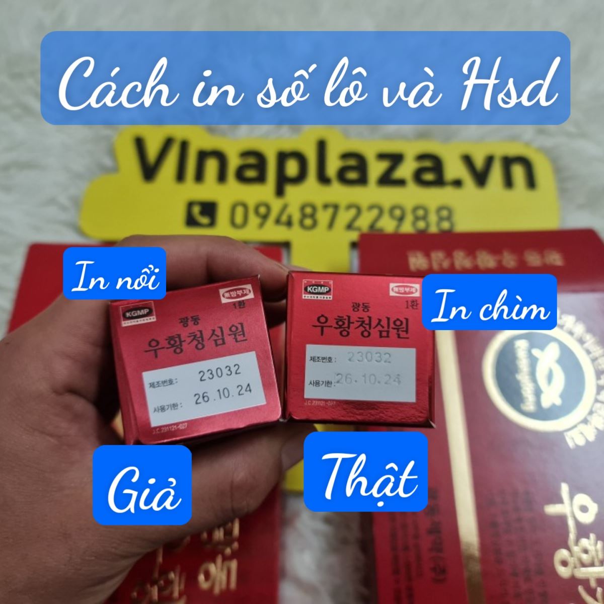Cách in date số lô trên vỏ hộp 1 viên phía trong có sự khác biệt lớn giữa hàng Thật và Giả Cách in date số lô trên vỏ hộp 1 viên phía trong có sự khác biệt lớn giữa hàng Thật và Giả