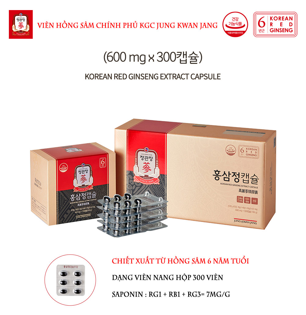 Jung Kwan Jang Extract Capsule 300 Viên được nhiều người lựa chọn cho bồi bổ sức khỏe