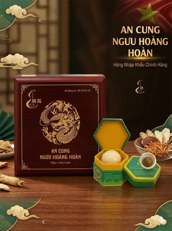 An cung ngưu hoàng hoàn hộp gỗ 1 viên dược Đông Á