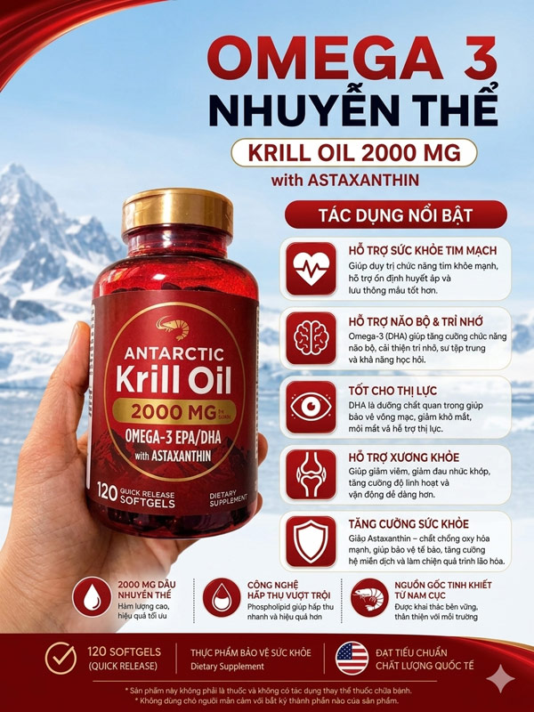 Dầu Nhuyễn Thể Mỹ Carlyle Antarctic Krill Oil 2000mg