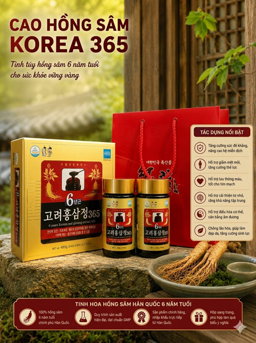 Cao hồng sâm 365 Red Ginseng Extract hộp 2 lọ x 250g