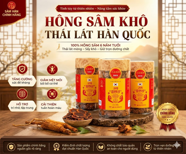 Hồng sâm lát lát Daedong Hàn Quốc hộp 200g