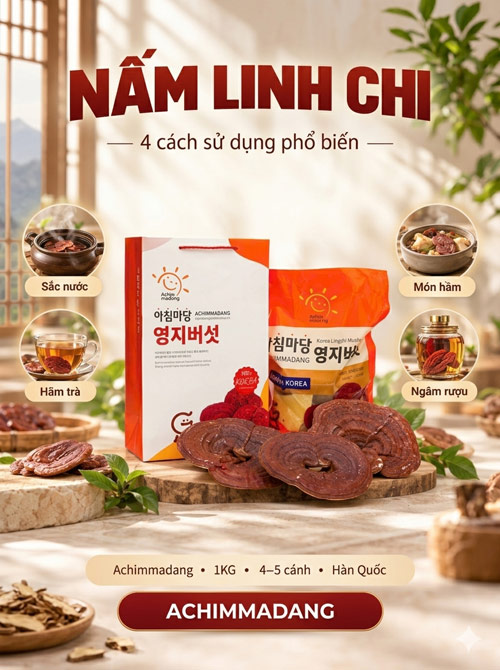 Nấm linh chi Organic Achimmadang Hàn Quốc túi 1 kg