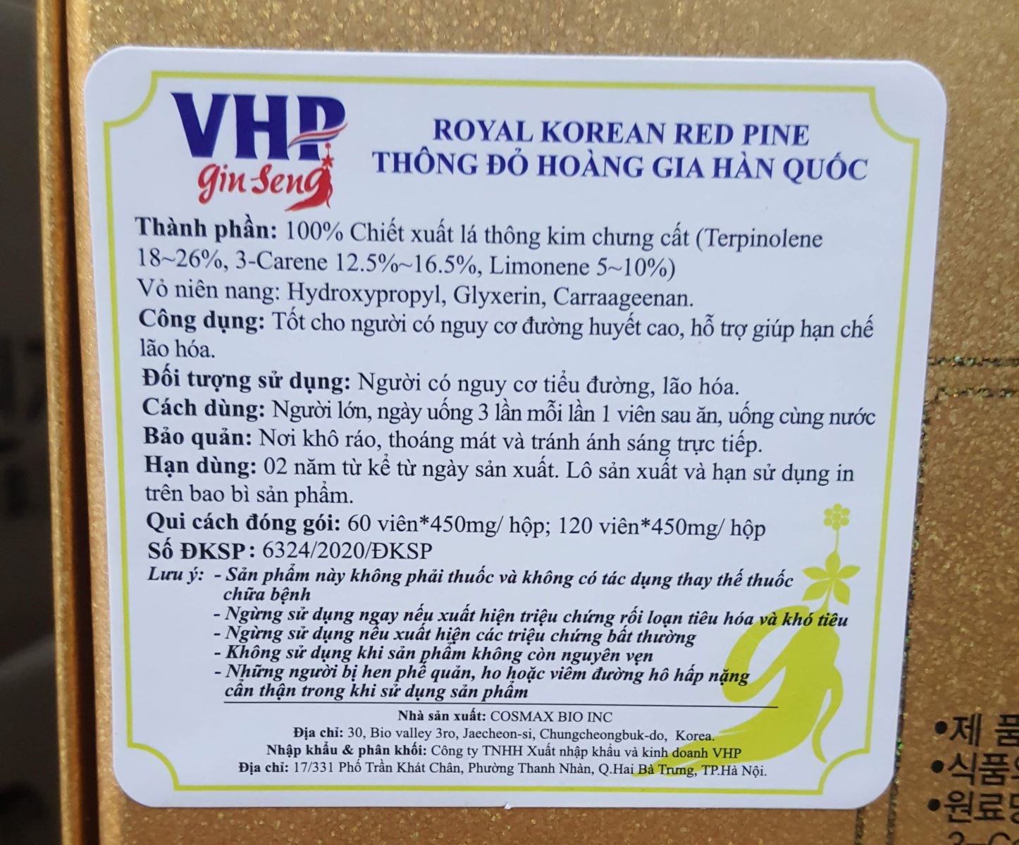 Tem phụ ghi rõ thông tin bằng tiếng Việt