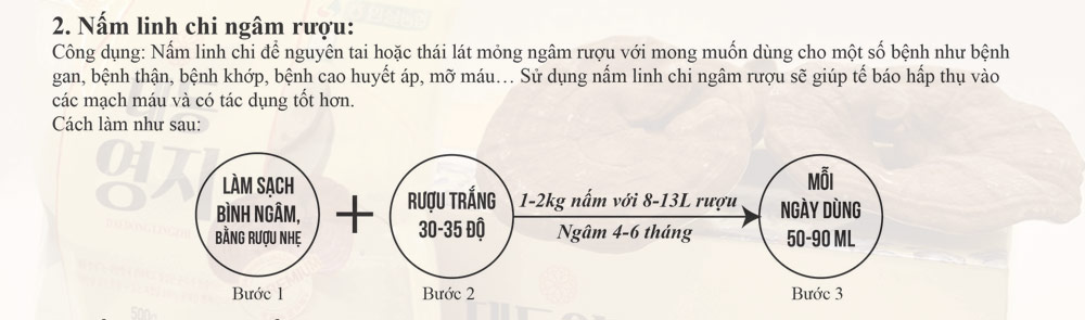 Phương pháp nấm linh chi Hàn Quốc ngâm rượu thường được số đông Nam giới áp dụng