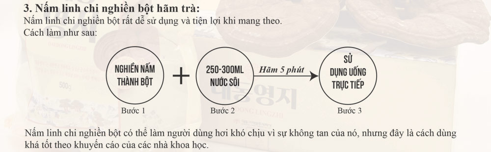 Phương pháp dùng nấm linh chi Hàn Quốc nghiền bột hãm trà
