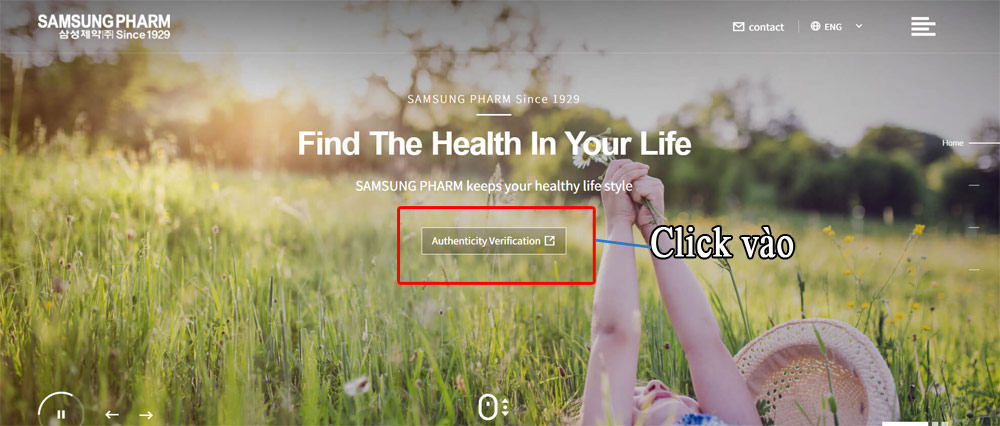 Trang chủ website thương hiệu Samsung pharm Hàn Quốc